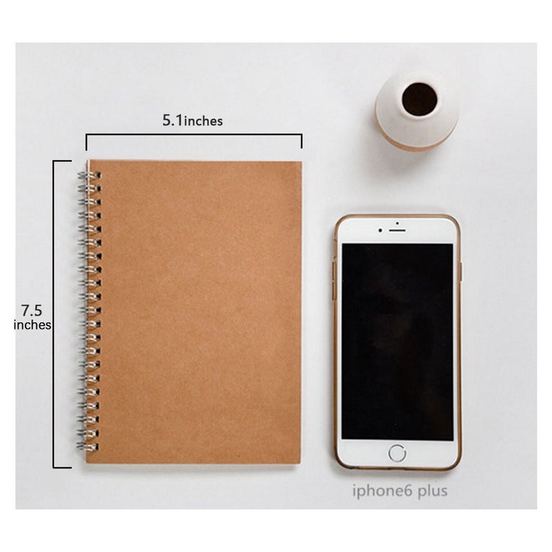 DSTELIN Soft Cover Spiral Notebook Journal, Coofficer Blank Sketch Book Pad, Wirebound Memo Notepads Diary Notebook Planner with Unlined Paper, 100 Pages/ 50 Sheets, 7.5 "x 5.1" (Brown) - Image 4